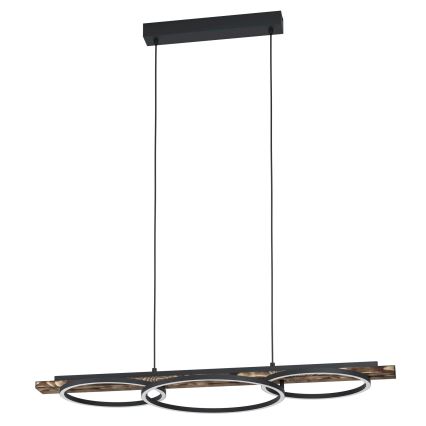 Eglo - LED Prigušivi luster na sajli 2xLED/12,5W/230V+1xLED/15,5W 3000K smeđa/crna