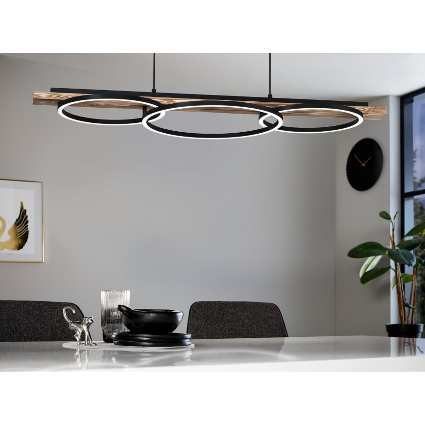 Eglo - LED Prigušivi luster na sajli 2xLED/12,5W/230V+1xLED/15,5W 3000K smeđa/crna