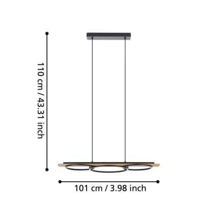 Eglo - LED Prigušivi luster na sajli 2xLED/12,5W/230V+1xLED/15,5W 3000K smeđa/crna