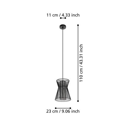 Eglo - Luster na sajli 1xE27/40W/230V crna