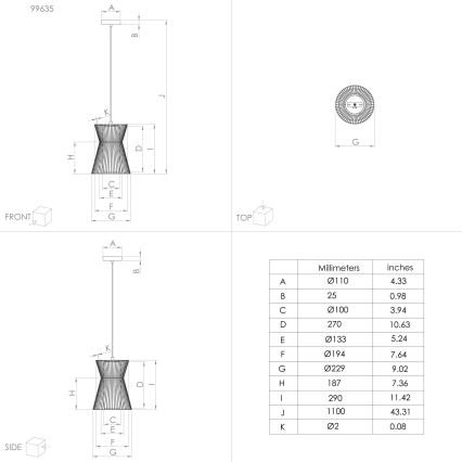 Eglo - Luster na sajli 1xE27/40W/230V zlatna