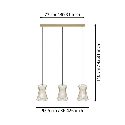 Eglo - Luster na sajli 3xE27/40W/230V zlatna