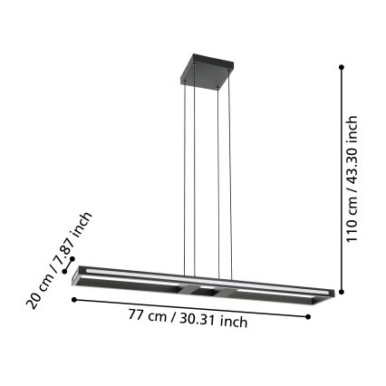 Eglo - LED prigušivački luster na užetu LED/33W/230V 2700-6500K