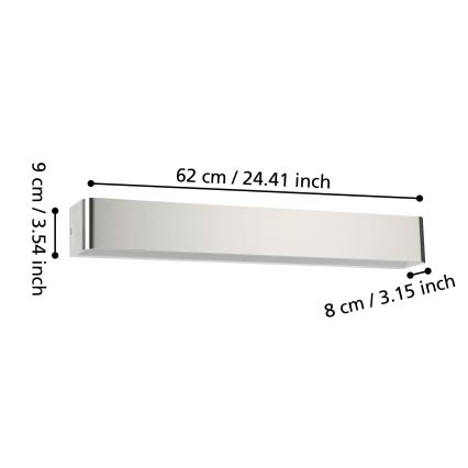 Eglo - LED Zidna svjetiljka za kupaonicu LED/26,5W/230V 3000K IP44 mat krom