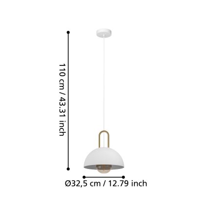 Eglo - Luster na sajli 1xE27/40W/230V bijela