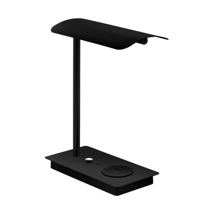 Eglo - LED Prigušiva stolna lampa na dodir s bežičnim punjenjem LED/5,8W/230V crna