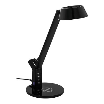 Eglo 99832 - LED stolna lampa s dodirnim prigušivačem i bežičnim punjenjem BANDERALO LED/4,8W/230V crna