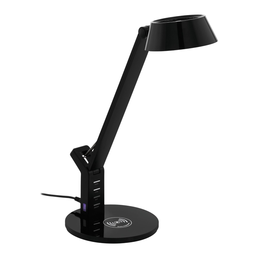 Eglo 99832 - LED stolna lampa s dodirnim prigušivačem i bežičnim punjenjem BANDERALO LED/4,8W/230V crna