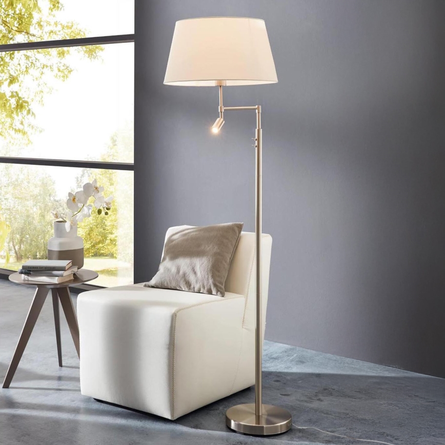 Eglo/Edi Light - LED Podna lampa SANTANDER 1xE27/11W/230V + LED/2,3W mat krom