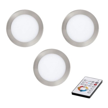 Eglo - Komplet 3x LED prigušive ugradne stropne svjetiljke TINUS LED/6W/12/230V + daljinski upravljač