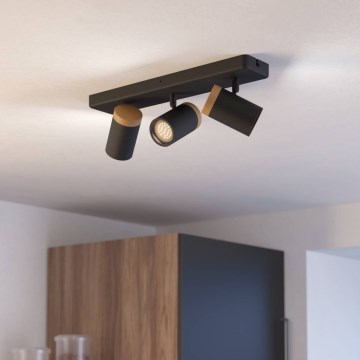 Eglo - Kupaonska spot svjetiljka 3xGU10/3W/230V IP44 crno/bež