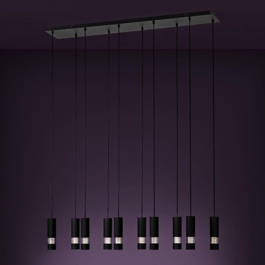 Eglo - LED Luster na sajli 10xGU10/4,6W/230V crna