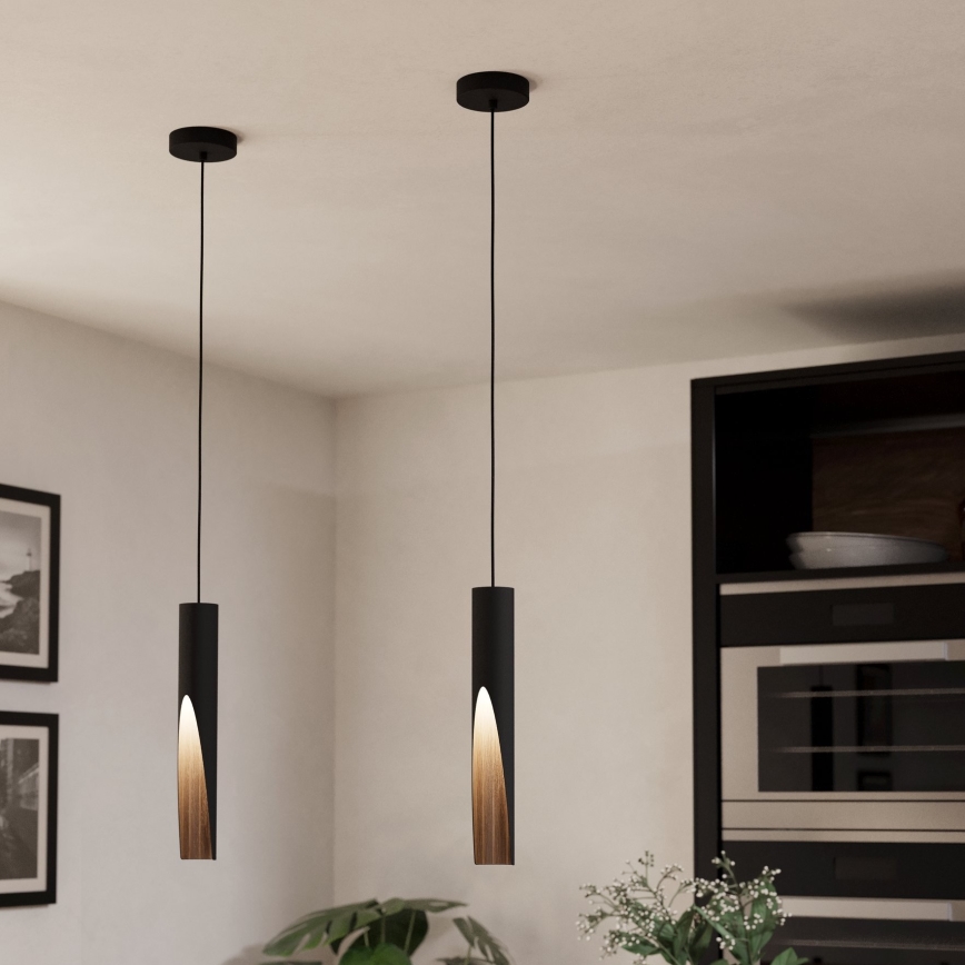 Eglo - LED Luster na sajli 1xGU10/4,5W/230V 3000K crna/smeđa