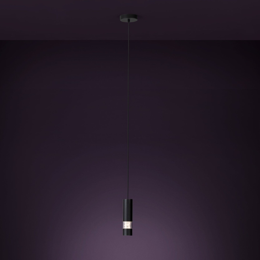 Eglo - LED Luster na sajli 1xGU10/4,6W/230V crna