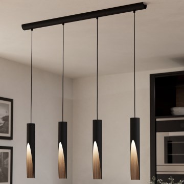 Eglo - LED Luster na sajli 4xGU10/4,5W/230V 3000K crna/smeđa