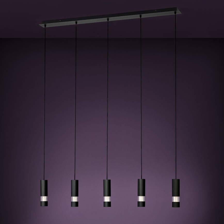 Eglo - LED Luster na sajli 5xGU10/4,6W/230V crna