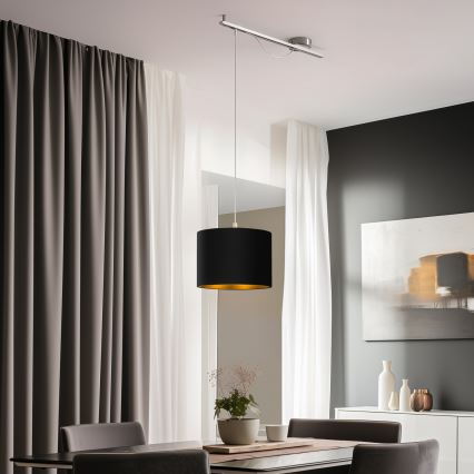 Eglo - LED  Luster na sajli CALCENA 1xE27/60W/230V krom/crna
