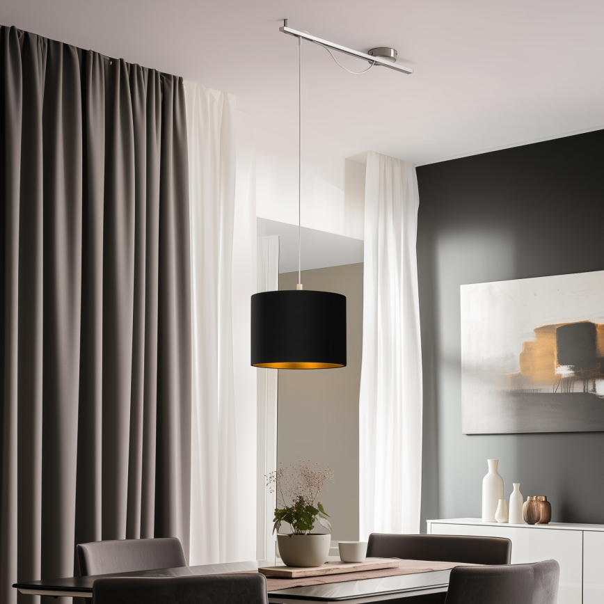 Eglo - LED  Luster na sajli CALCENA 1xE27/60W/230V krom/crna