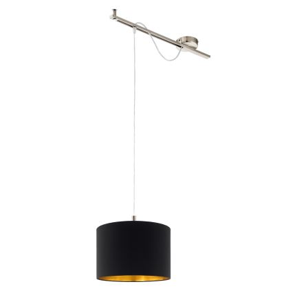 Eglo - LED  Luster na sajli CALCENA 1xE27/60W/230V krom/crna