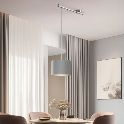 Eglo - LED  Luster na sajli CALCENA 1xE27/60W/230V krom/siva