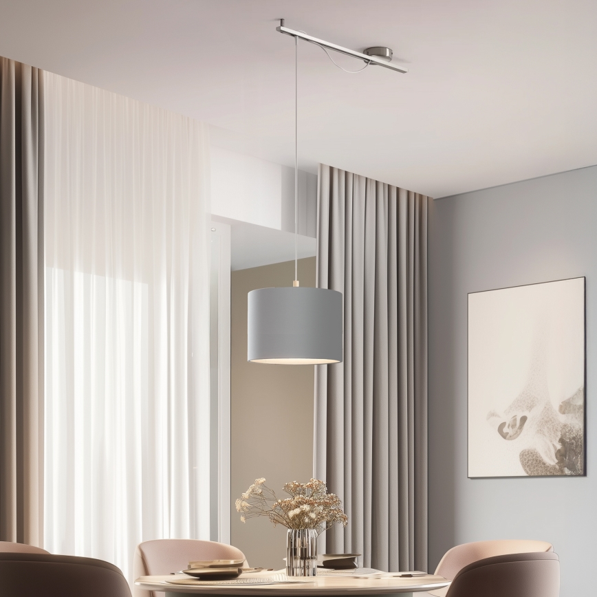 Eglo - LED  Luster na sajli CALCENA 1xE27/60W/230V krom/siva