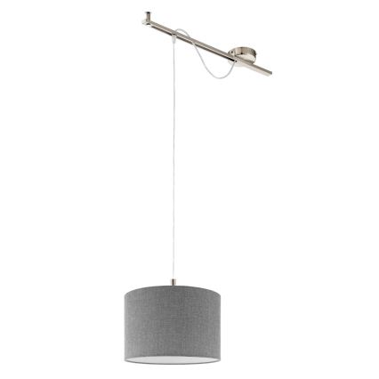 Eglo - LED  Luster na sajli CALCENA 1xE27/60W/230V krom/siva