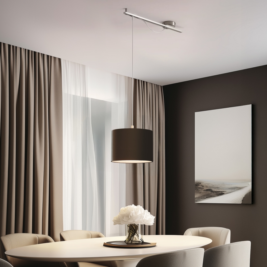 Eglo - LED  Luster na sajli CALCENA 1xE27/60W/230V krom/smeđa