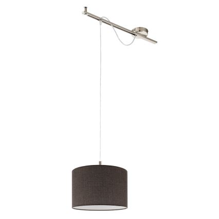 Eglo - LED  Luster na sajli CALCENA 1xE27/60W/230V krom/smeđa