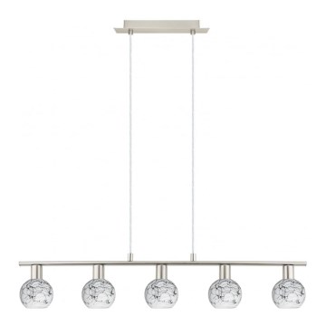 Eglo - LED Luster na sajli MY CHOICE 5xE14/4W/230V mat krom/bijela/crna