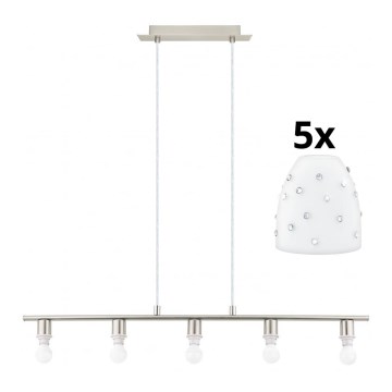 Eglo - LED Luster na sajli MY CHOICE 5xE14/4W/230V mat krom/bijela