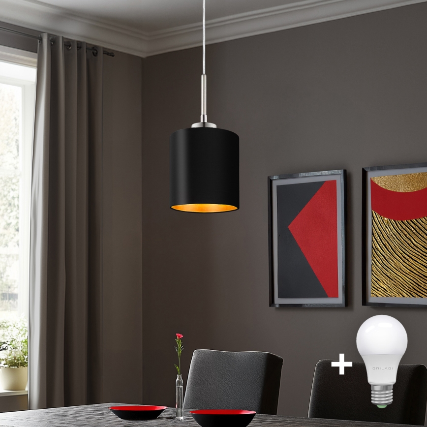 Eglo - LED Luster na sajli TUNJA 1xE27/60W/230V crna