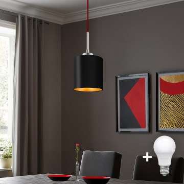 Eglo - LED  Luster na sajli TUNJA 1xE27/60W/230V crna