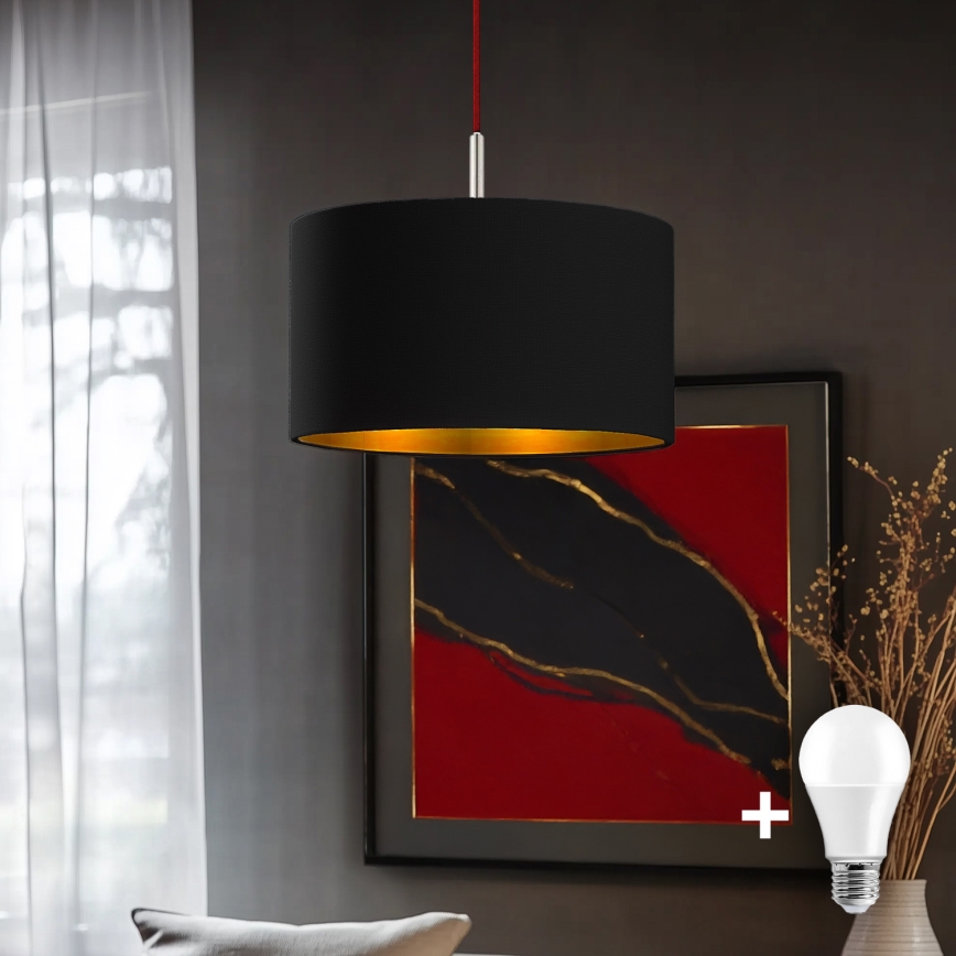 Eglo - LED  Luster na sajli TUNJA 1xE27/60W/230V crna