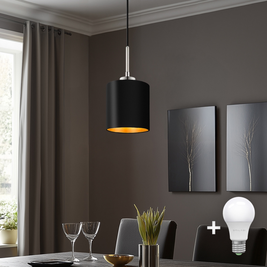 Eglo - LED  Luster na sajli TUNJA 1xE27/60W/230V crna