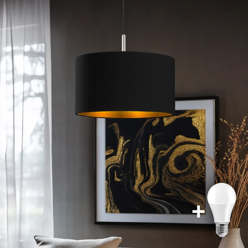 Eglo - LED  Luster na sajli TUNJA 1xE27/60W/230V crna