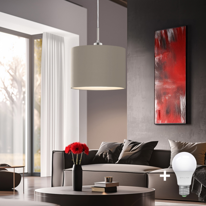 Eglo - LED Luster na sajli TUNJA 1xE27/60W/230V taupe