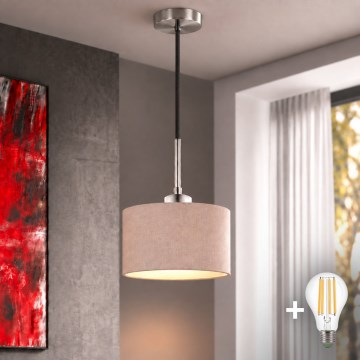 Eglo - LED luster na sajli TUNJA 1xE27/60W/230V Ø 20 cm bež/crna
