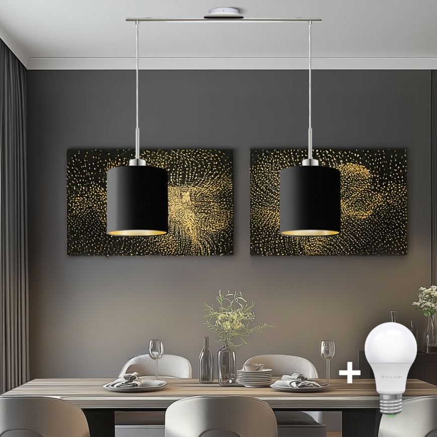 Eglo - LED  Luster na sajli TUNJA 2xE27/60W/230V crna
