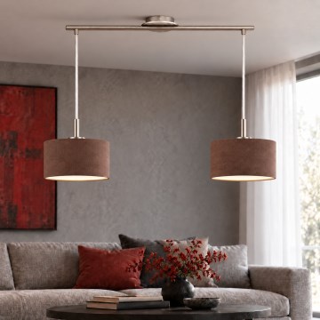 Eglo - LED luster na sajli TUNJA 2xE27/60W/230V matni krom/smeđa