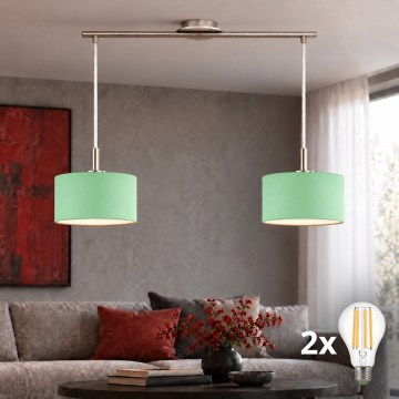 Eglo - LED luster na sajli TUNJA 2xE27/60W/230V matni krom/zelena
