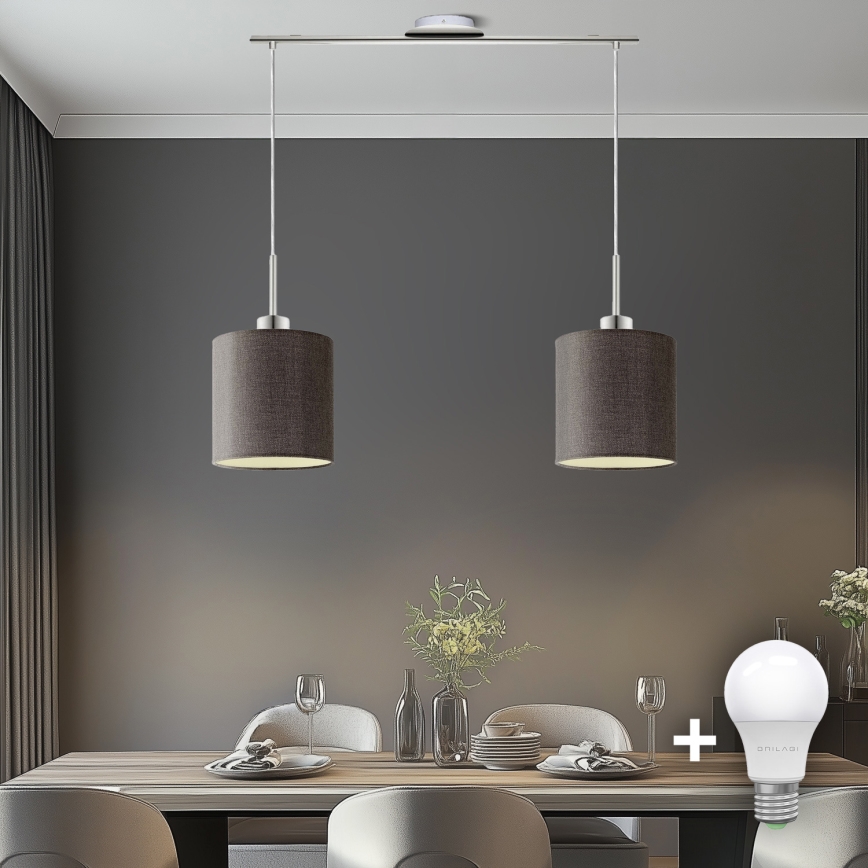 Eglo - LED  Luster na sajli TUNJA 2xE27/60W/230V smeđa