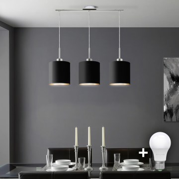 Eglo - LED  Luster na sajli TUNJA 3xE27/60W/230V crna