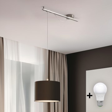 Eglo - LED Luster na užetu CALCENA 1xE27/60W/230V krom/smeđa