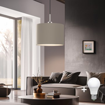 Eglo - LED Luster na užetu TUNJA 1xE27/60W/230V taupe