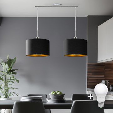 Eglo - LED Luster na užetu TUNJA 2xE27/60W/230V crna