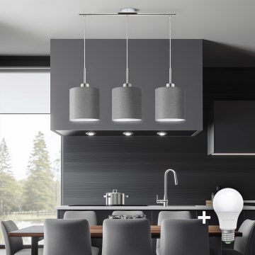 Eglo - LED Luster na užetu TUNJA 3xE27/60W/230V siva