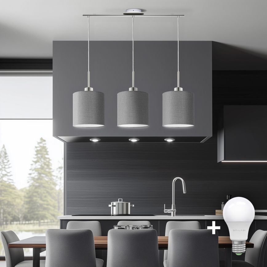 Eglo - LED Luster na užetu TUNJA 3xE27/60W/230V siva