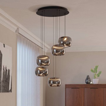 Eglo - LED luster s mogućnošću prigušivanja na sajli 5xLED/5,8W/230V crna/zadimljena