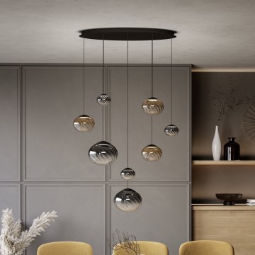 Eglo - LED luster s mogućnošću prigušivanja na sajli 8xLED/5,8W/230V 2200-6500K crna/bež/zadimljena + daljinski upravljač