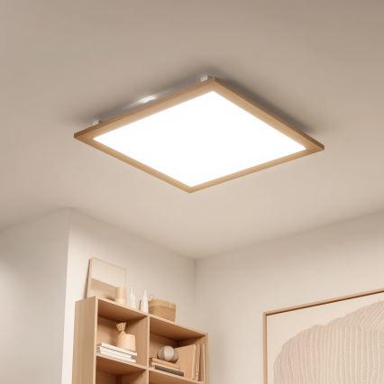 Eglo - LED Nadgradni panel SALOBRENA-RW WOOD LED/34W/230V 2700/4000K 64x64 cm smeđa